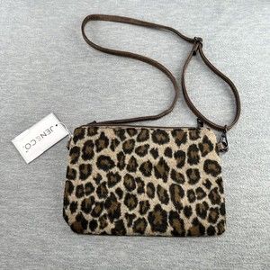 Jen & Co. Leopard Print Fur Crossbody Purse